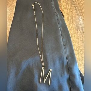 Gold colored initial M necklace EUC